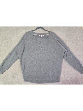 Victoria's Secret 100% Cashmere Sweater Gray V-Neck Pullover Relaxed Fit Women M